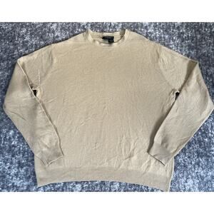 DKNY Mens Large Beige Cashmere Knit Pullover Sweater Vintage Long Sleeve